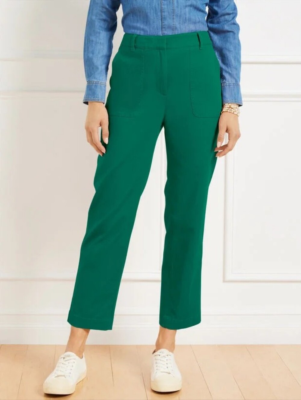 NEW Talbots Green Straight Leg Crop Pants 10